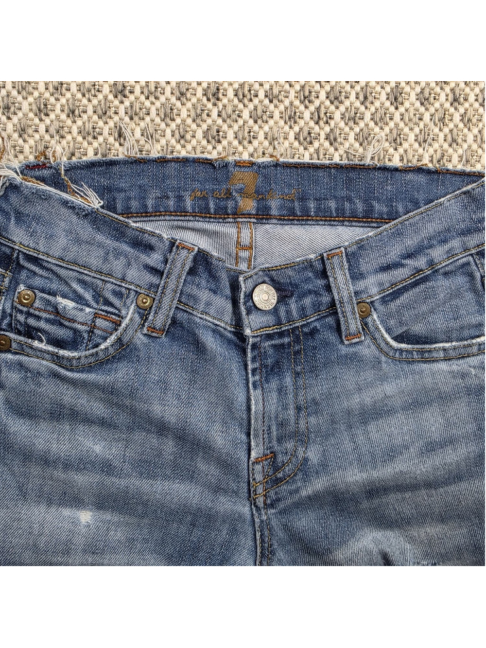 7 For All Mankind Dojo Flare Jeans Women’s Size 25 Distressed Medium Wash - Picture 4 of 12